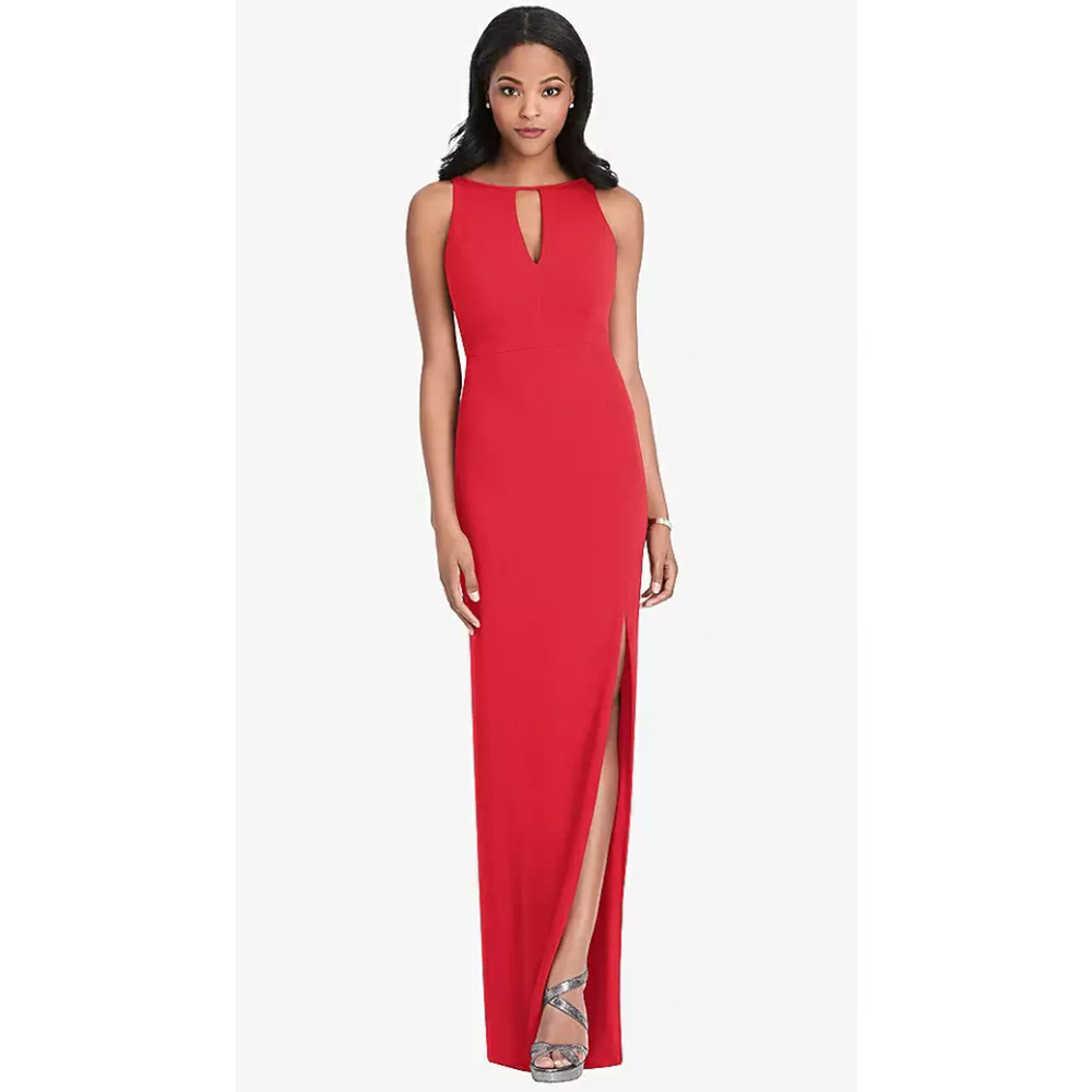 NEW! After Six Women's L Spaghetti Strap V-Back Keyhole Dress $208 msrp I22-5